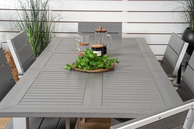 Albany Matgrupp Utomhus 150-210 cm Rektangulär med 6 Levels Utestolar - Grå - Utemöbler & utemiljö - Utegrupp - Matgrupp utomhus