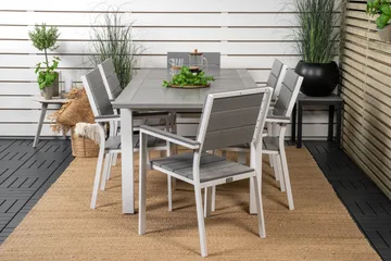 Albany Matgrupp Utomhus 150-210 cm Rektangulär med 6 Levels Utestolar - Grå - Utemöbler & utemiljö - Utegrupp - Matgrupp utomhus