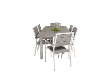 Albany Matgrupp Utomhus 150-210 cm Rektangulär med 6 Levels Utestolar - Grå - Utemöbler & utemiljö - Utegrupp - Matgrupp utomhus