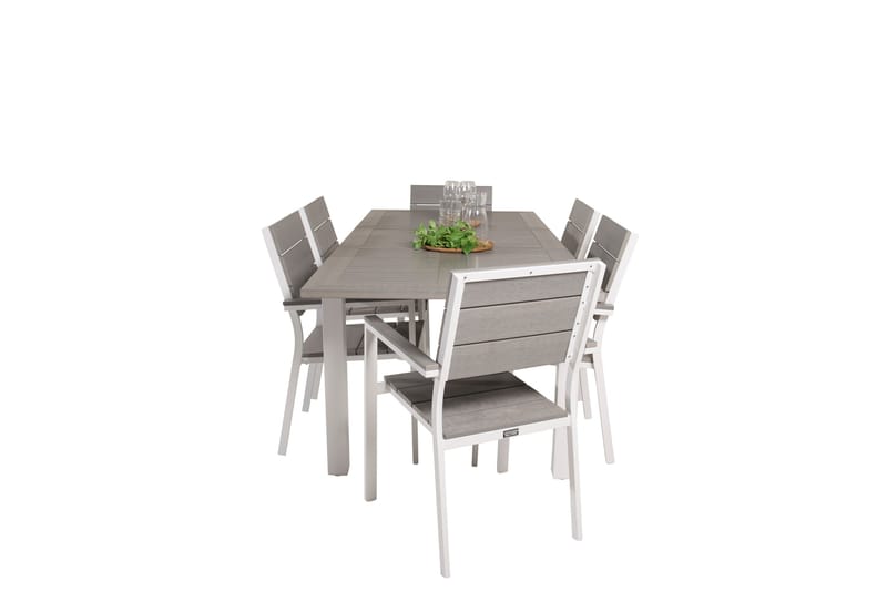 Albany Matgrupp Utomhus 150-210 cm Rektangulär med 6 Levels Utestolar - Grå - Utemöbler & utemiljö - Utegrupp - Matgrupp utomhus