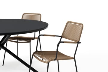 Alex Matbord 140 cm Runt med 4 Lindos Matstolar - Svart - Utemöbler & utemiljö - Utegrupp - Matgrupp utomhus