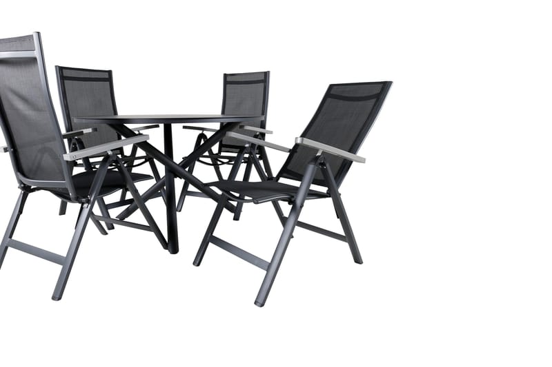 Alma Matbord Utomhus Rund 120 cm Svart med 4 Albany Light Positionsstol - Utemöbler & utemiljö - Utegrupp - Matgrupp utomhus