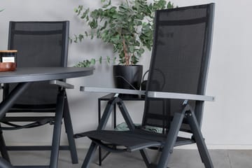 Alma Matbord Utomhus Rund 120 cm Svart med 4 Albany Light Positionsstol - Utemöbler & utemiljö - Utegrupp - Matgrupp utomhus