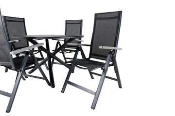 Alma Matbord Utomhus Rund 120 cm Svart med 4 Albany Light Positionsstol - Utemöbler & utemiljö - Utegrupp - Matgrupp utomhus