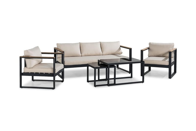 Aspvik Soffgrupp - Svart / Gråa dynor - Utemöbler & utemiljö - Utegrupp - Soffgrupp utomhus