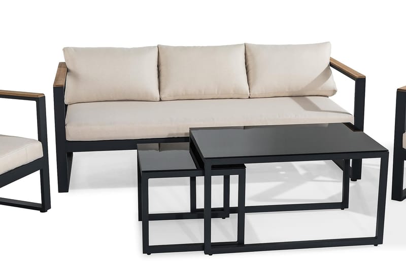 Aspvik Soffgrupp - Svart / Gråa dynor - Utemöbler & utemiljö - Utegrupp - Soffgrupp utomhus