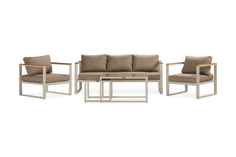 Aspvik Soffgrupp Utomhus 5-sits Aluminium - Mörk Beige / Vit - Utemöbler & utemiljö - Loungemöbler - Loungeset & loungegrupp