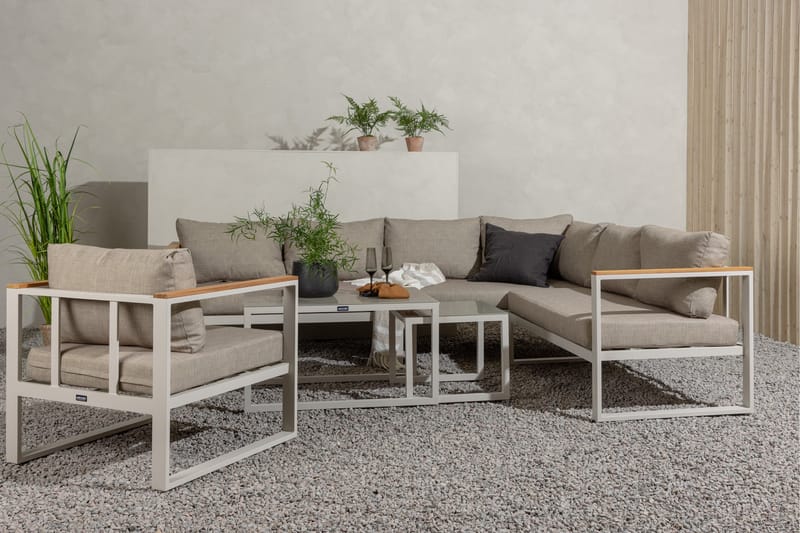 Aspvik Stor Loungegrupp Utomhus – 7-sits Loungeset i Aluminium - Grå / Beigea dynor - Utemöbler & utemiljö - Utegrupp - Soffgrupp utomhus