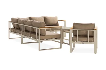 Aspvik Stor Loungegrupp Utomhus – 7-sits Loungeset i Aluminium - Grå / Beigea dynor - Utemöbler & utemiljö - Utegrupp - Soffgrupp utomhus