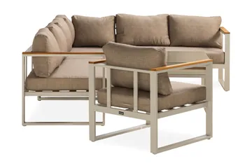 Aspvik Stor Loungegrupp Utomhus – 7-sits Loungeset i Aluminium - Grå / Beigea dynor - Utemöbler & utemiljö - Utegrupp - Soffgrupp utomhus