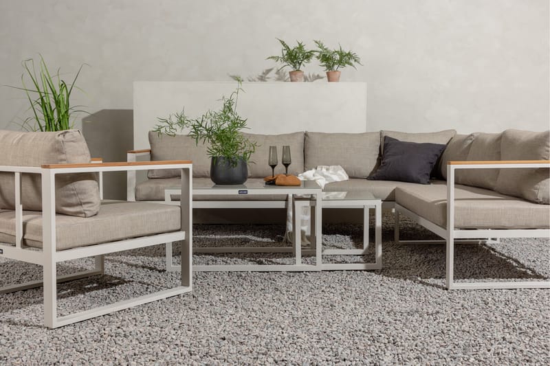 Aspvik Stor Loungegrupp Utomhus – 7-sits Loungeset i Aluminium - Grå / Beigea dynor - Utemöbler & utemiljö - Utegrupp - Soffgrupp utomhus