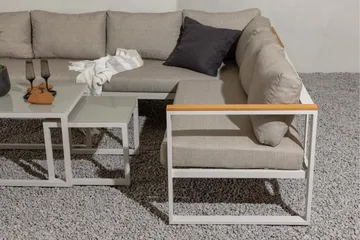 Aspvik Stor Loungegrupp Utomhus – 7-sits Loungeset i Aluminium - Grå / Beigea dynor - Utemöbler & utemiljö - Utegrupp - Soffgrupp utomhus