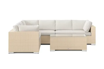 Bahamas L-formad utesoffa höger, 6-sits med bord - Beige - Utemöbler & utemiljö - Loungemöbler - Loungeset & loungegrupp