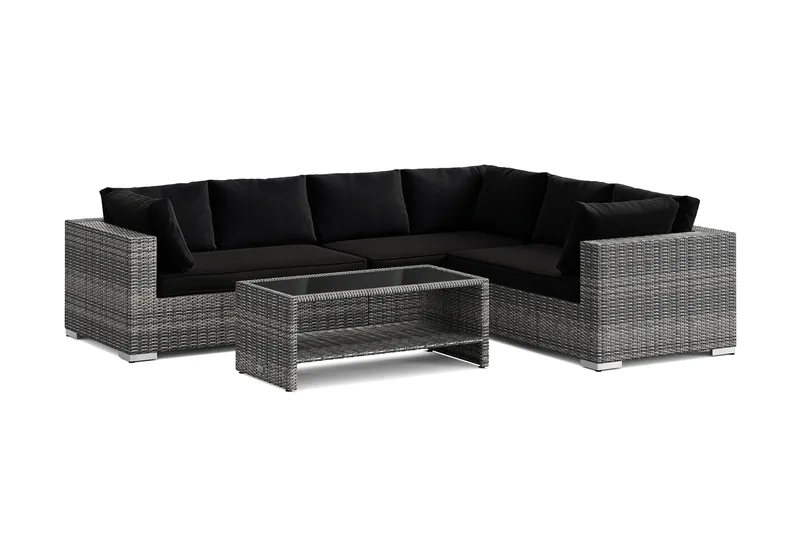 Bahamas L-formad utesoffa höger, 6-sits med bord och hylla - Grå - Utemöbler & utemiljö - Loungemöbler - Loungeset & loungegrupp