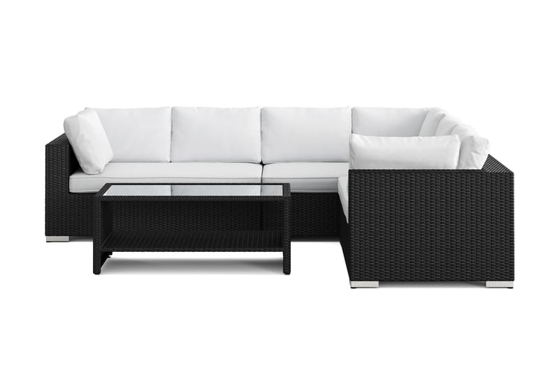 Bahamas L-formad utesoffa höger, 6-sits med bord och hylla - Svart - Utemöbler & utemiljö - Loungemöbler - Loungeset & loungegrupp