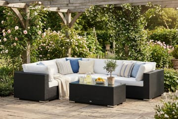 Bahamas L-formad utesoffa höger, 6-sits med bord - Svart - Utemöbler & utemiljö - Loungemöbler - Loungeset & loungegrupp