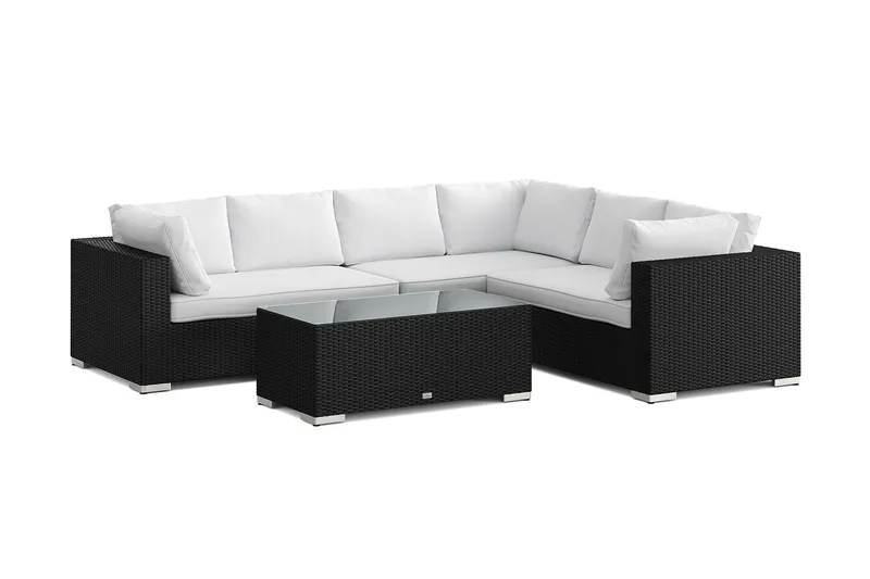 Bahamas L-formad utesoffa höger, 6-sits med bord - Svart - Utemöbler & utemiljö - Loungemöbler - Loungeset & loungegrupp