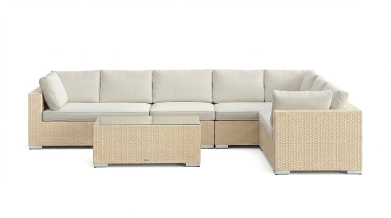 Bahamas L-formad utesoffa höger, 7-sits med bord - Beige - Utemöbler & utemiljö - Loungemöbler - Loungeset & loungegrupp