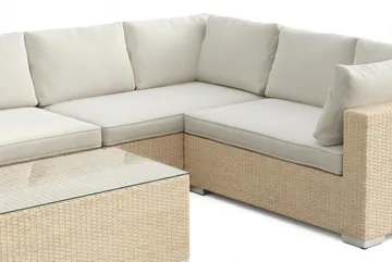 Bahamas L-formad utesoffa höger, 7-sits med bord - Beige - Utemöbler & utemiljö - Loungemöbler - Loungeset & loungegrupp