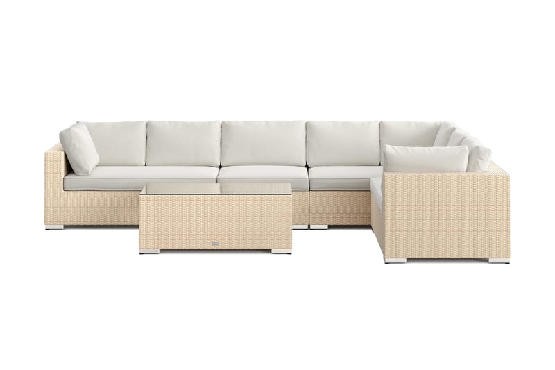 Bahamas L-formad utesoffa höger, 7-sits med bord - Beige - Utemöbler & utemiljö - Loungemöbler - Loungeset & loungegrupp