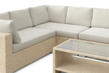 Bahamas L-formad utesoffa höger, 7-sits med bord och hylla - Beige - Utemöbler & utemiljö - Loungemöbler - Loungeset & loungegrupp