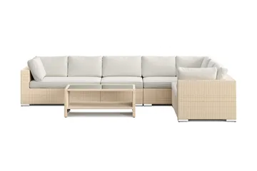 Bahamas L-formad utesoffa höger, 7-sits med bord och hylla - Beige - Utemöbler & utemiljö - Loungemöbler - Loungeset & loungegrupp