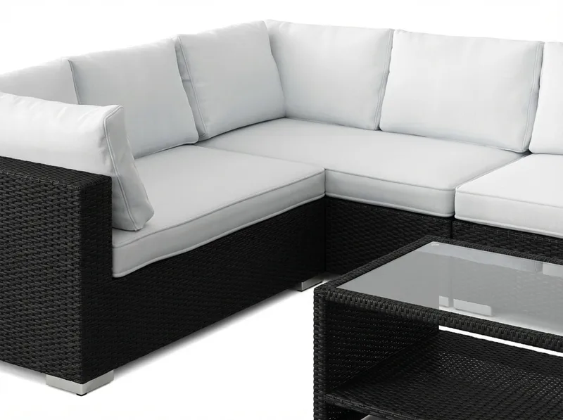 Bahamas L-formad utesoffa höger, 7-sits med bord och hylla - Svart - Utemöbler & utemiljö - Loungemöbler - Loungeset & loungegrupp