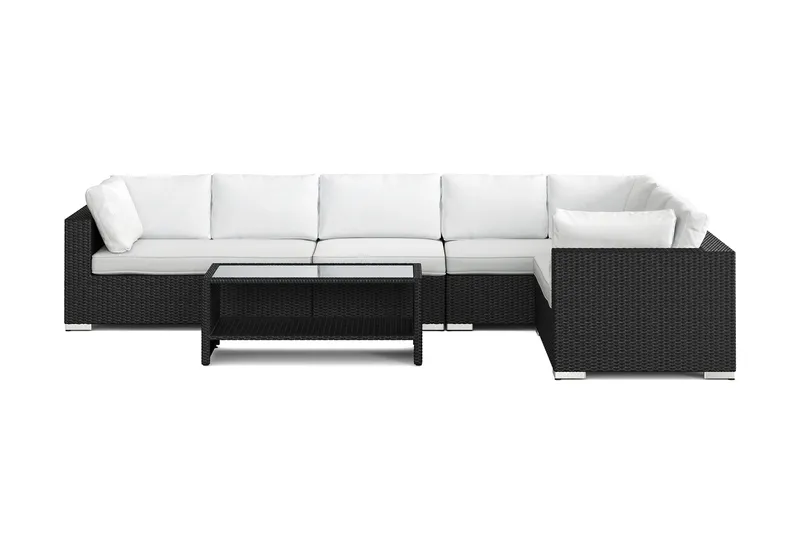 Bahamas L-formad utesoffa höger, 7-sits med bord och hylla - Svart - Utemöbler & utemiljö - Loungemöbler - Loungeset & loungegrupp