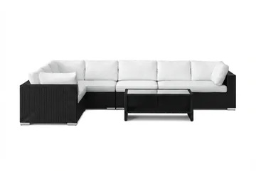 Bahamas L-formad utesoffa höger, 7-sits med bord och hylla - Svart - Utemöbler & utemiljö - Loungemöbler - Loungeset & loungegrupp