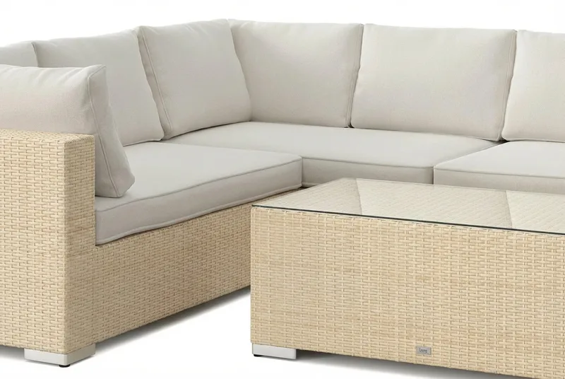 Bahamas L-formad utesoffa vänster, 6-sits med bord - Beige - Utemöbler & utemiljö - Loungemöbler - Loungeset & loungegrupp