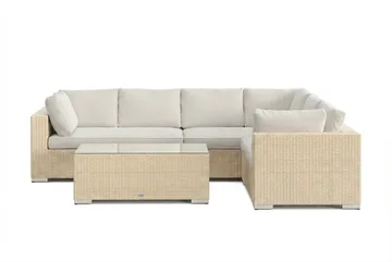 Bahamas L-formad utesoffa vänster, 6-sits med bord - Beige - Utemöbler & utemiljö - Loungemöbler - Loungeset & loungegrupp