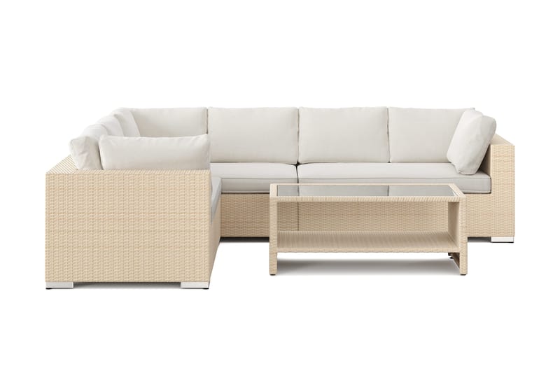 Bahamas L-formad utesoffa vänster, 6-sits med bord och hylla - Beige - Utemöbler & utemiljö - Loungemöbler - Loungeset & loungegrupp