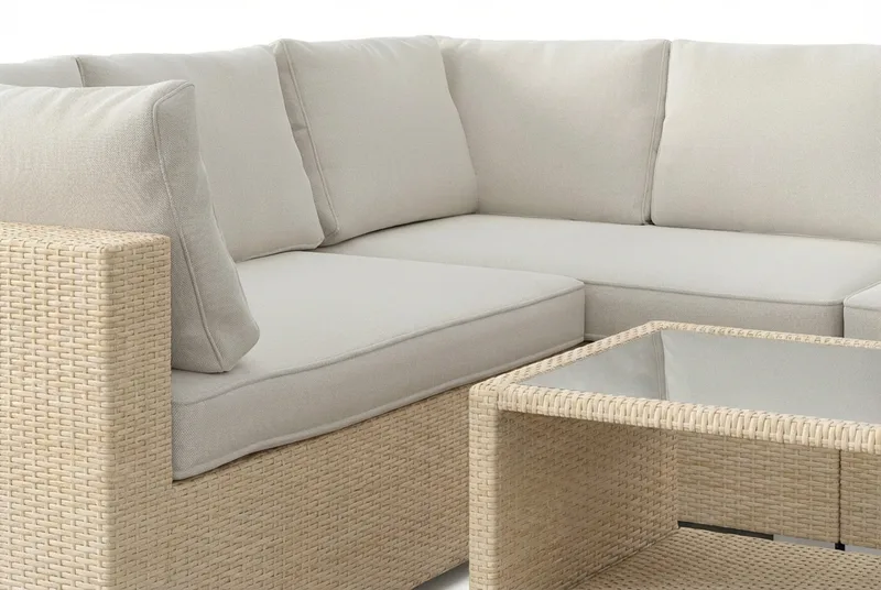 Bahamas L-formad utesoffa vänster, 6-sits med bord och hylla - Beige - Utemöbler & utemiljö - Loungemöbler - Loungeset & loungegrupp