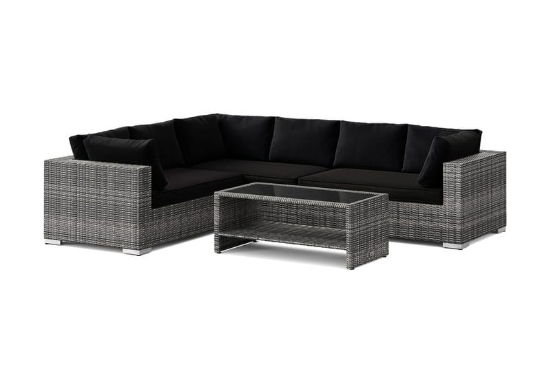 Bahamas L-formad utesoffa vänster, 6-sits med bord och hylla - Grå - Utemöbler & utemiljö - Loungemöbler - Loungeset & loungegrupp