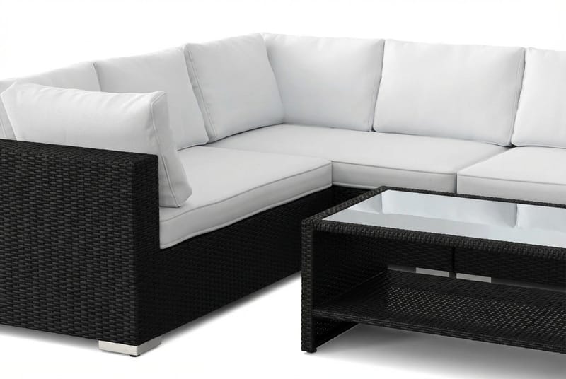 Bahamas L-formad utesoffa vänster, 6-sits med bord och hylla - Svart - Utemöbler & utemiljö - Loungemöbler - Loungeset & loungegrupp