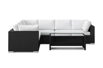 Bahamas L-formad utesoffa vänster, 6-sits med bord och hylla - Svart - Utemöbler & utemiljö - Loungemöbler - Loungeset & loungegrupp
