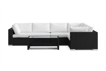 Bahamas L-formad utesoffa vänster, 6-sits med bord och hylla - Svart - Utemöbler & utemiljö - Loungemöbler - Loungeset & loungegrupp