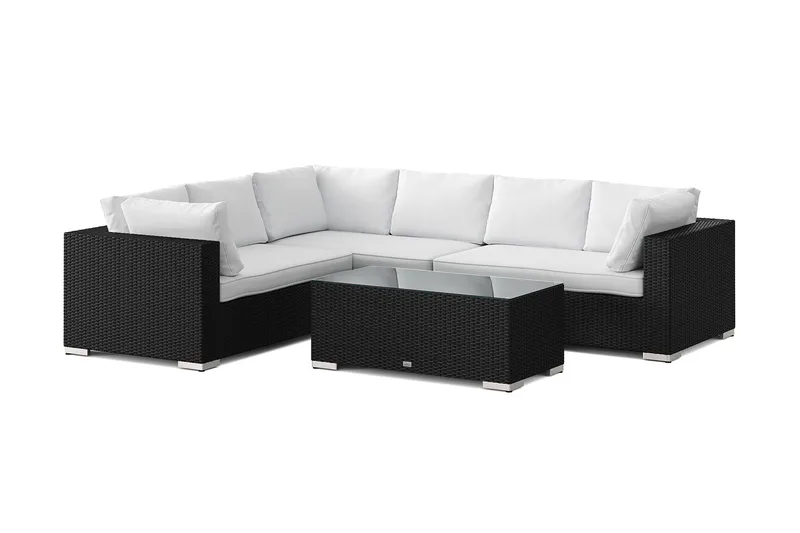 Bahamas L-formad utesoffa vänster, 6-sits med bord - Svart - Utemöbler & utemiljö - Loungemöbler - Loungeset & loungegrupp