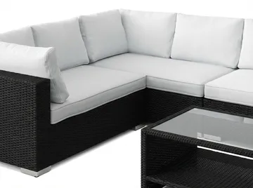 Bahamas L-formad utesoffa vänster, 7-sits med bord och hylla - Svart - Utemöbler & utemiljö - Loungemöbler - Loungeset & loungegrupp