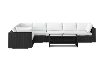 Bahamas L-formad utesoffa vänster, 7-sits med bord och hylla - Svart - Utemöbler & utemiljö - Loungemöbler - Loungeset & loungegrupp