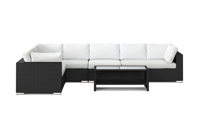 Bahamas L-formad utesoffa vänster, 7-sits med bord och hylla - Svart - Utemöbler & utemiljö - Loungemöbler - Loungeset & loungegrupp