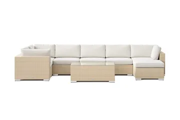Bahamas U-formad utomhus loungegrupp 7-sits med vändbar divan och bord - Beige - Utemöbler & utemiljö - Loungemöbler - Loungeset & loungegrupp