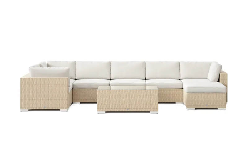 Bahamas U-formad utomhus loungegrupp 7-sits med vändbar divan och bord - Beige - Utemöbler & utemiljö - Loungemöbler - Loungeset & loungegrupp