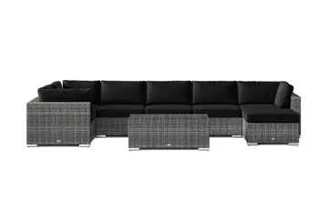 Bahamas U-formad utomhus loungegrupp 7-sits med vändbar divan och bord - Grå - Utemöbler & utemiljö - Loungemöbler - Loungeset & loungegrupp