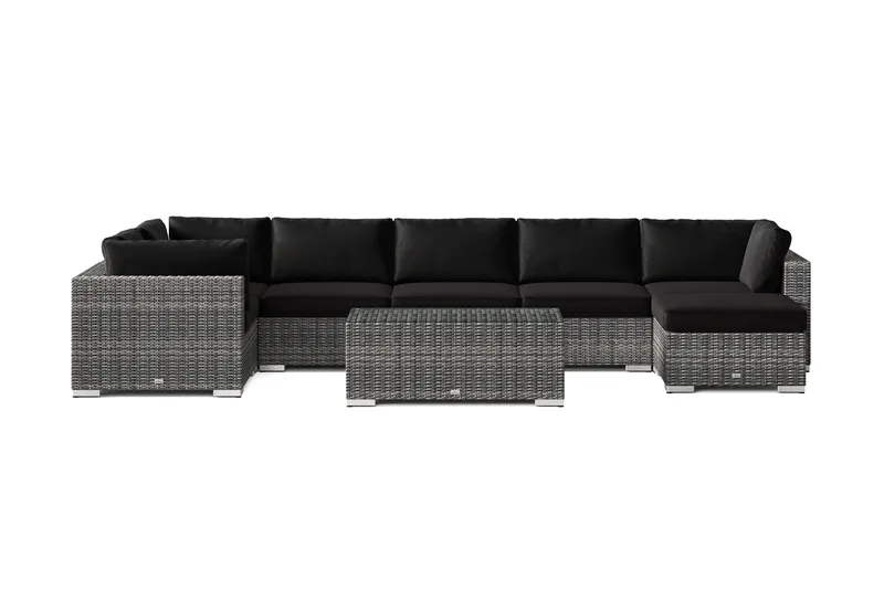 Bahamas U-formad utomhus loungegrupp 7-sits med vändbar divan och bord - Grå - Utemöbler & utemiljö - Loungemöbler - Loungeset & loungegrupp