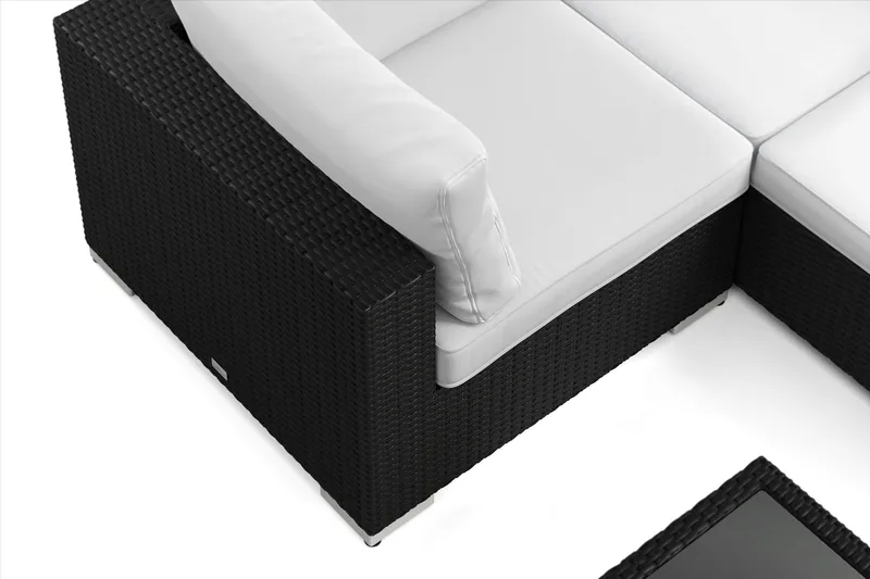 Bahamas U-formad utomhus loungegrupp 7-sits med vändbar divan och bord med hylla - Svart - Utemöbler & utemiljö - Loungemöbler - Loungeset & loungegrupp