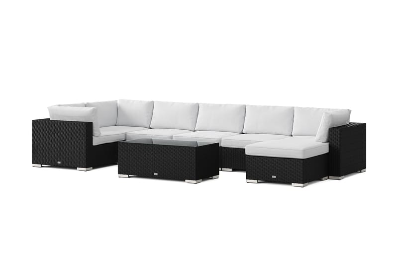 Bahamas U-formad utomhus loungegrupp 7-sits med vändbar divan och bord, Svart