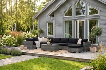 Bahamas U-formad utomhus loungegrupp 8-sits med vändbar divan och bord - Grå - Utemöbler & utemiljö - Loungemöbler - Loungeset & loungegrupp