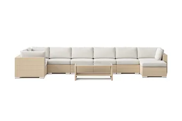 Bahamas U-formad utomhus loungegrupp 8-sits med vändbar divan och bord med hylla - Beige - Utemöbler & utemiljö - Loungemöbler - Loungeset & loungegrupp