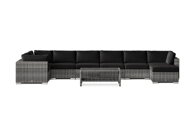 Bahamas U-formad utomhus loungegrupp 8-sits med vändbar divan och bord med hylla - Grå - Utemöbler & utemiljö - Loungemöbler - Loungeset & loungegrupp